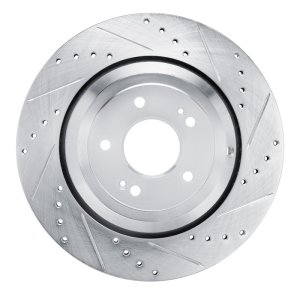 Genesis G90 Brake Rotor (1) - Rear Right - R1 Concepts - Drilled & Slotted - Silver - `17-`19